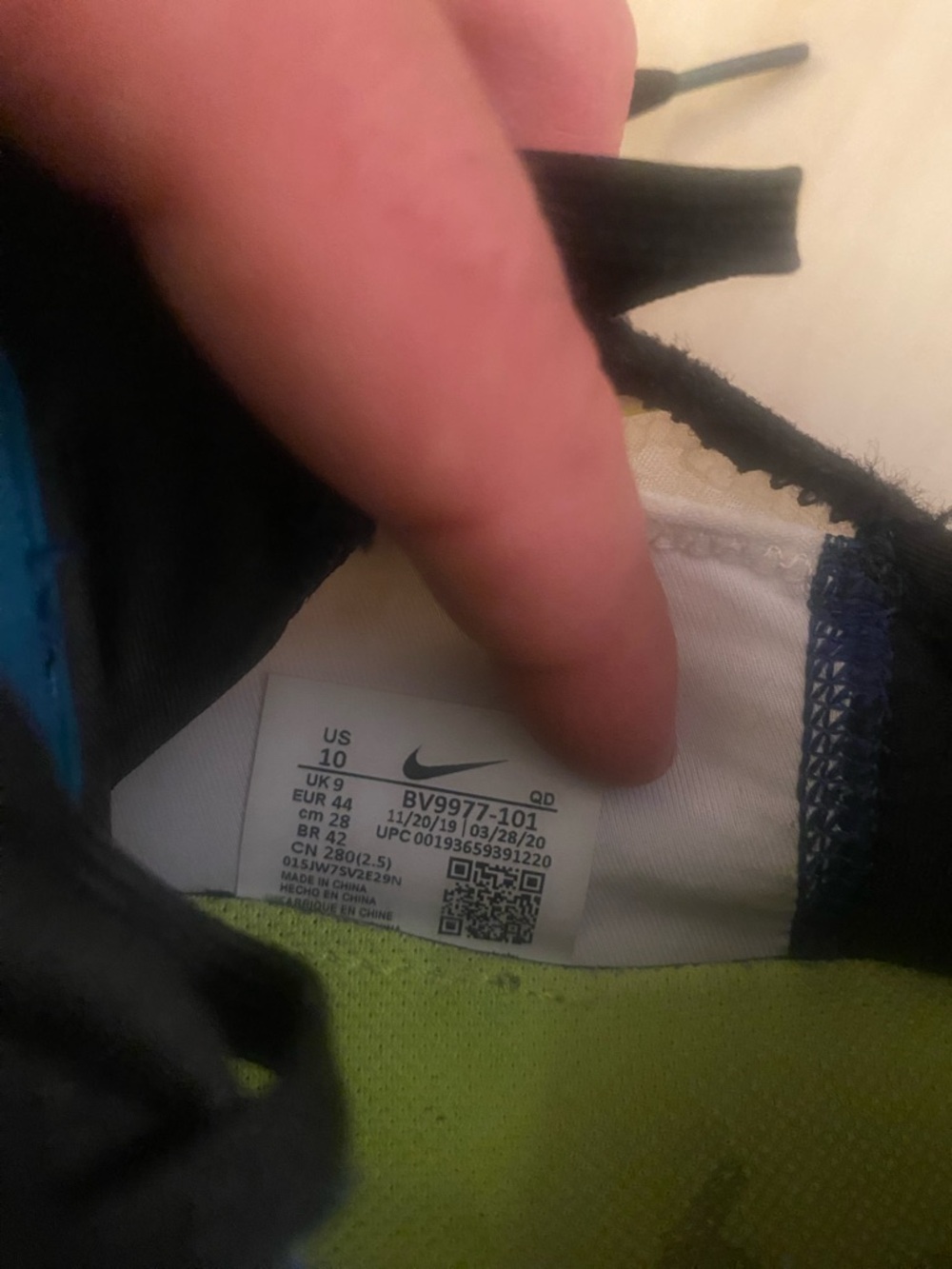 Nike Black Sneakers with Neon Yellow and Blue Accents - Picture 3 of 8